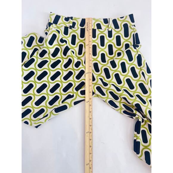 ZARA WOMENS GEOMETRIC PATTERN TROUSERS PANTS HIGH WAIST GREEN WHITE BLACK SIZE M - Picture 9 of 11